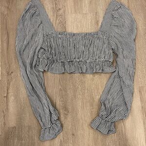 Stone Cold Fox Gingham Cropped Long Sleeve Top 1